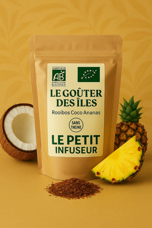 Infusion bio Coco, Ananas – Le Goûter des Îles, sachet face