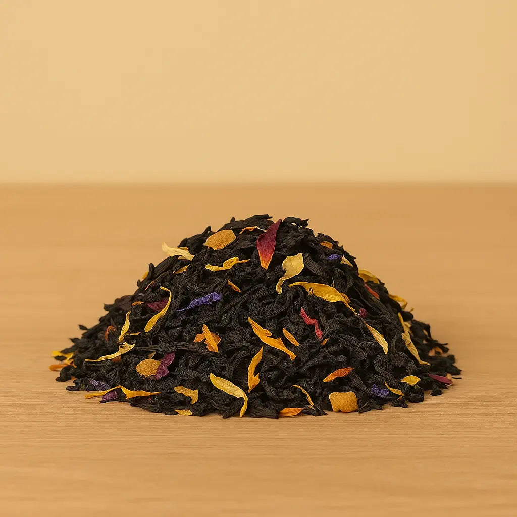 Thé noir parfumé bio Rayon d’Aube – fruits exotiques et fleurs en vrac